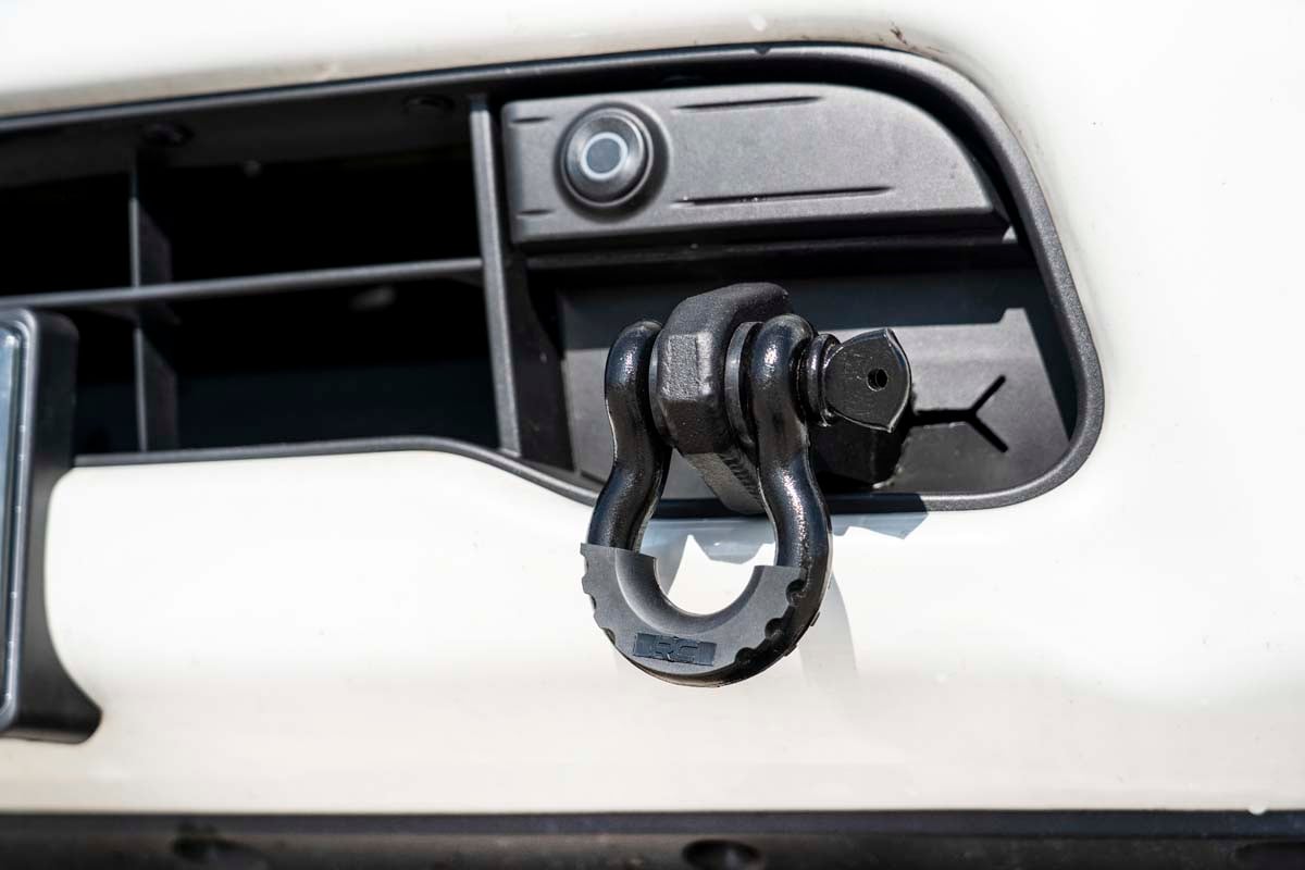 Nissan TITAN Tow Hook Brackets - Front - Rough Country - D-Ring Combo - Black - '17-'23